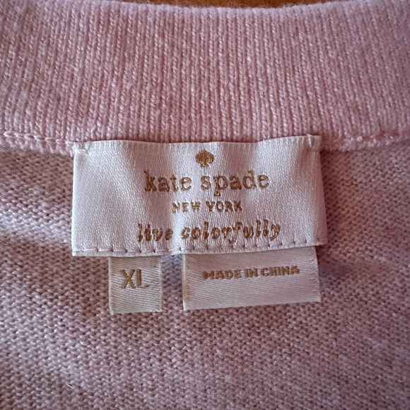 🩷NWOT Kate Spade Baby Pink Cashmere Blend 3/4 Sleeve Sweater, size XL - Picture 6 of 7